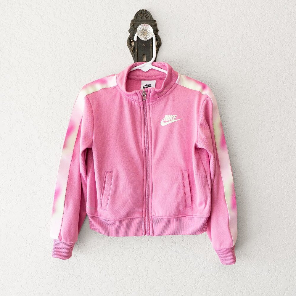 Nike Girls 4T Pink Full Zip Track Jacket Swoosh Logo Athletic Toddler